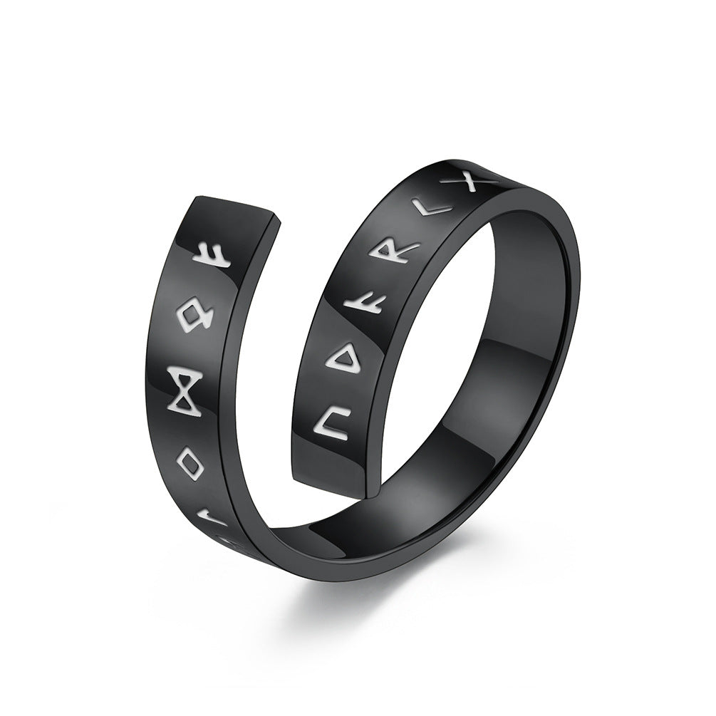 Viking Symbols Ended Ring Titanium