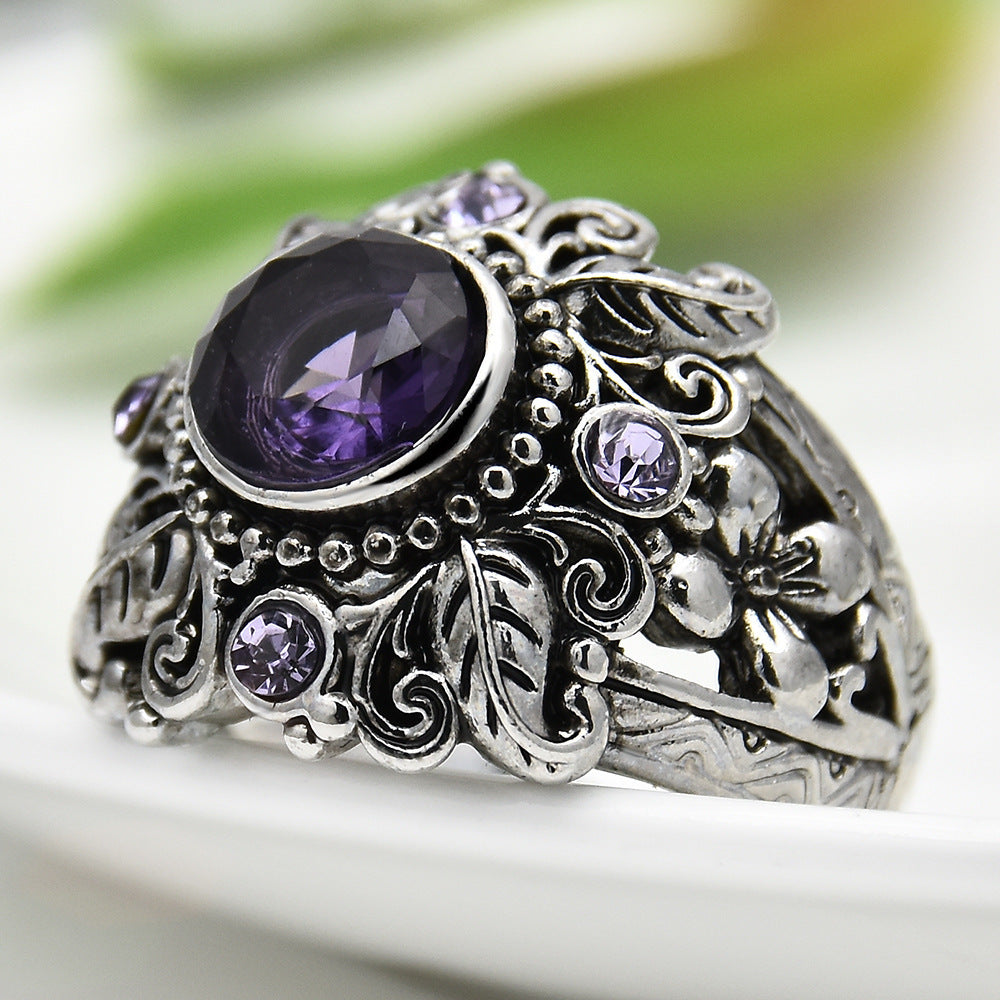 Carved amethyst ring