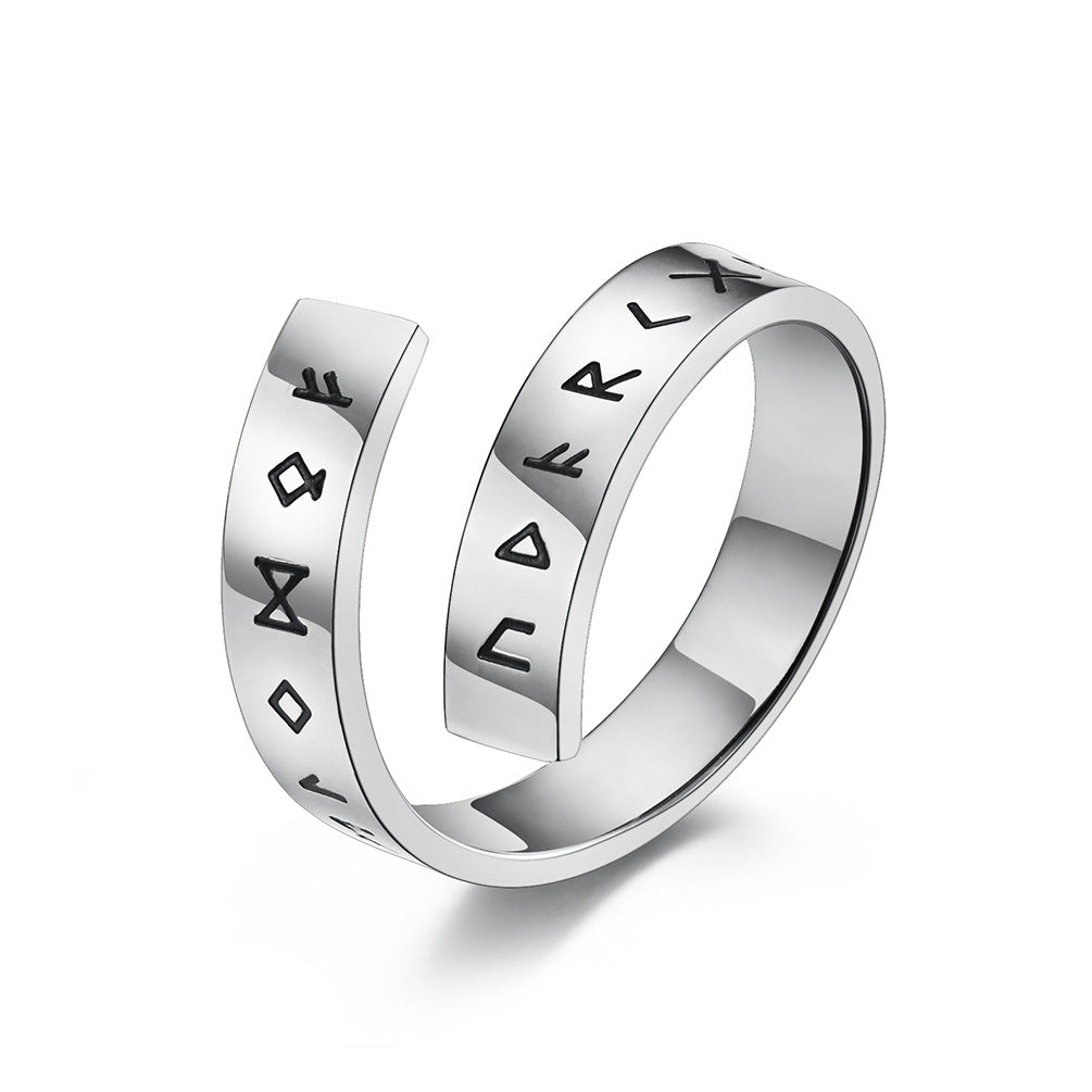 Viking Symbols Ended Ring Titanium