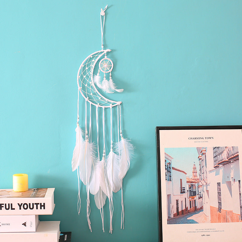 White Moon Shaped Dream Catcher
