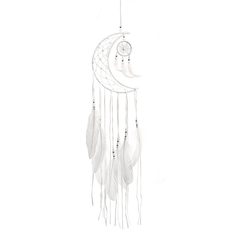 White Moon Shaped Dream Catcher