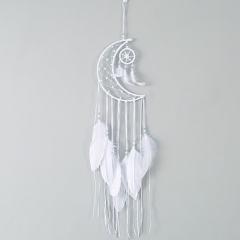White Moon Shaped Dream Catcher
