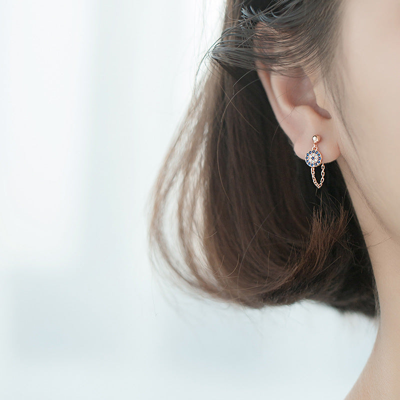 Evil Eye Round Blue Earrings