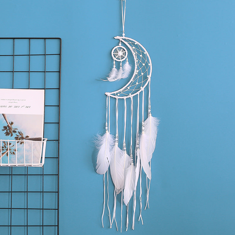 White Moon Shaped Dream Catcher