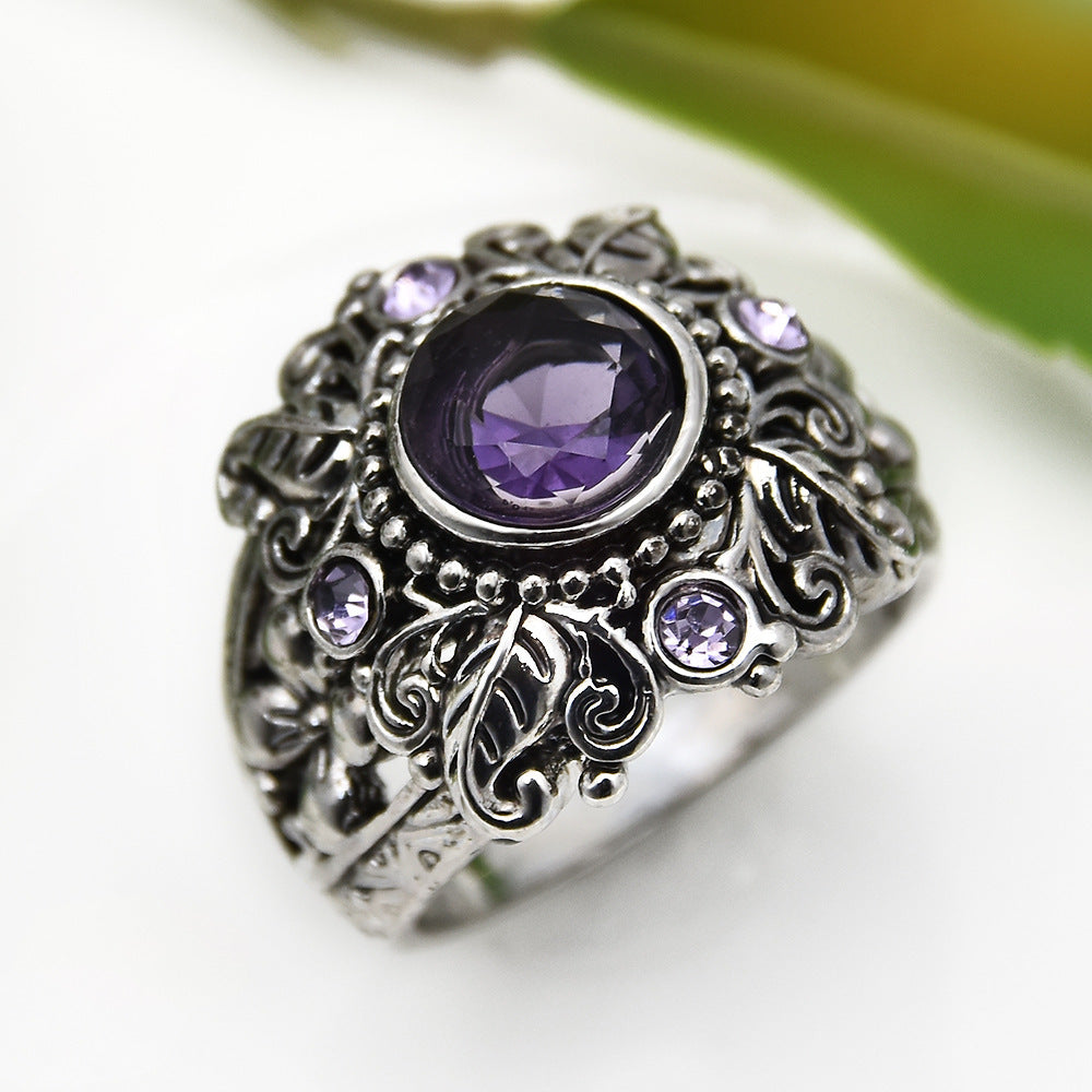 Carved amethyst ring