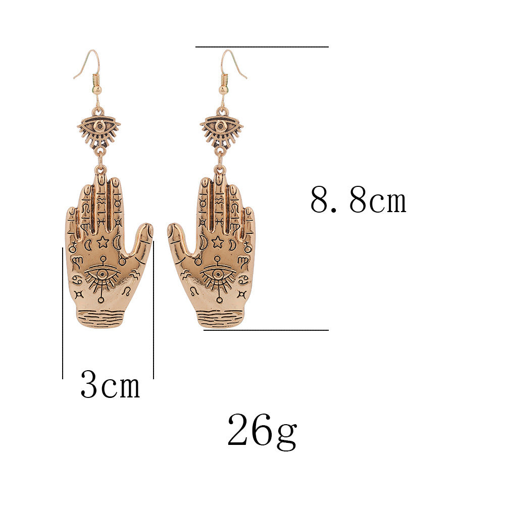 Evil Eye Fatima Palm Earrings