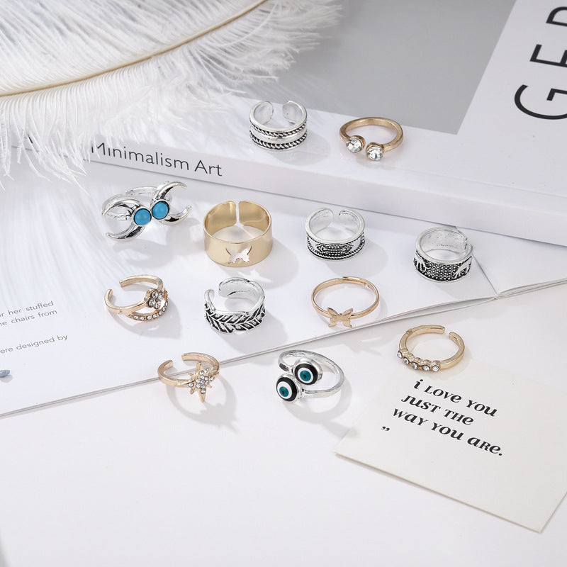Turquoise Two-tone 12 Pieces Suit Toe Ring