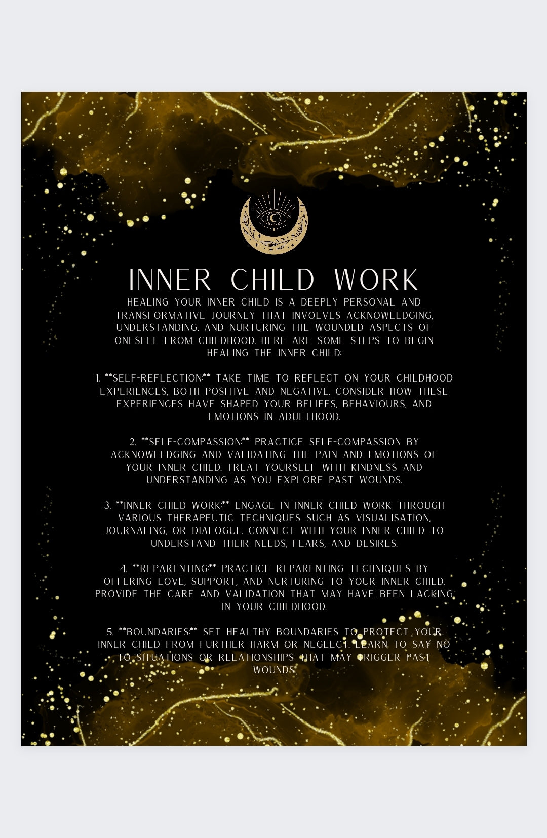 Printable Black and Gold Healing My Inner Child Journal