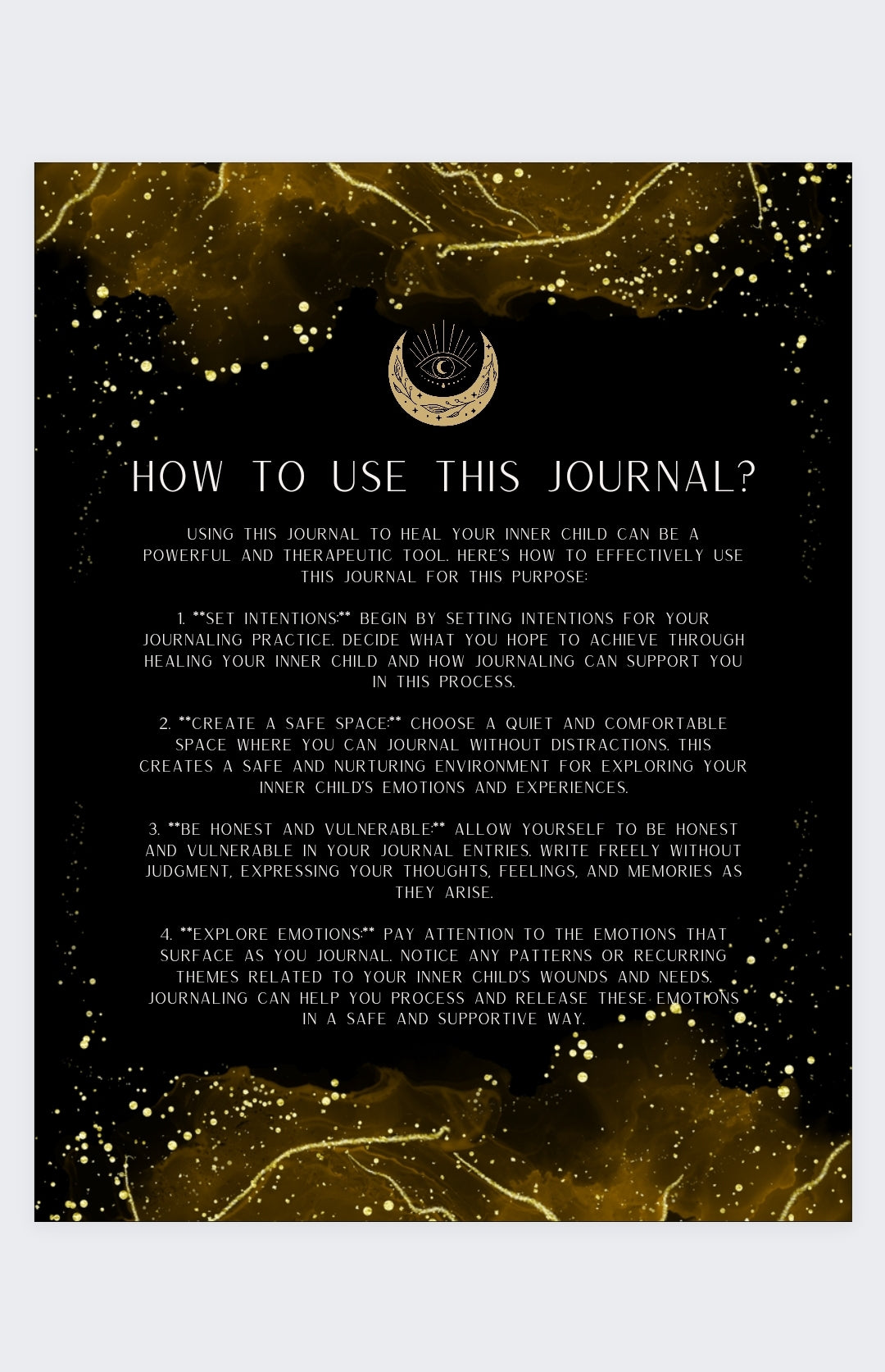 Printable Black and Gold Healing My Inner Child Journal