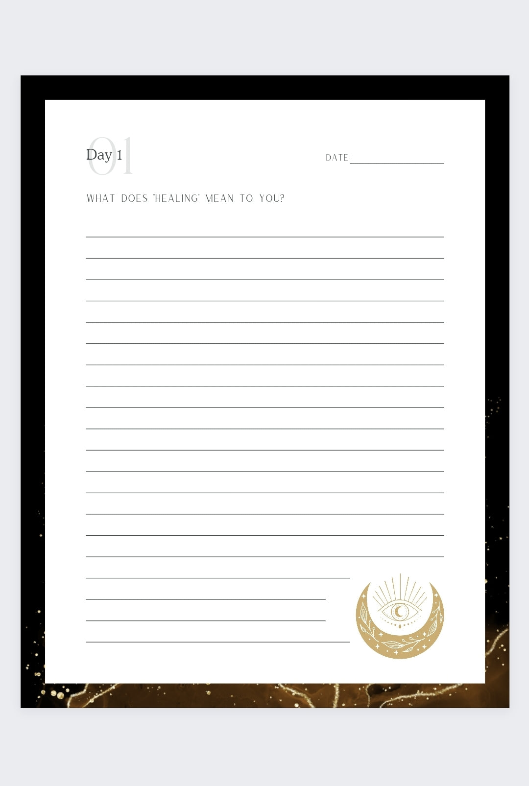 Printable Black and Gold Healing My Inner Child Journal