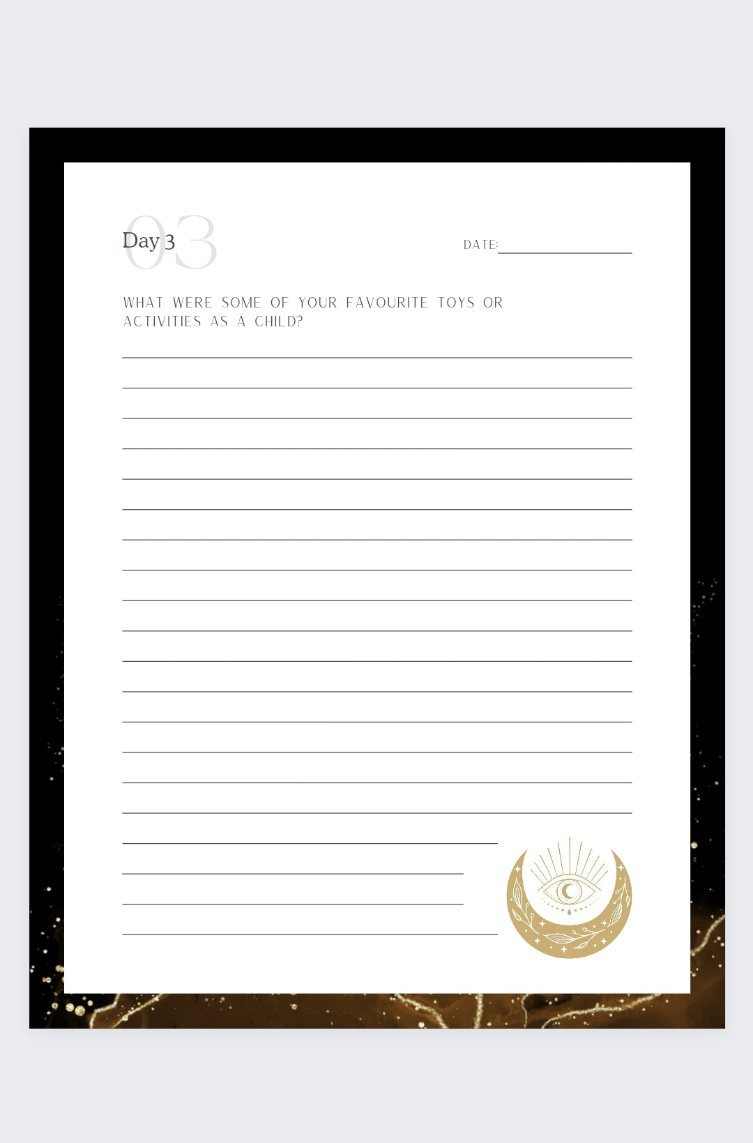Printable Black and Gold Healing My Inner Child Journal