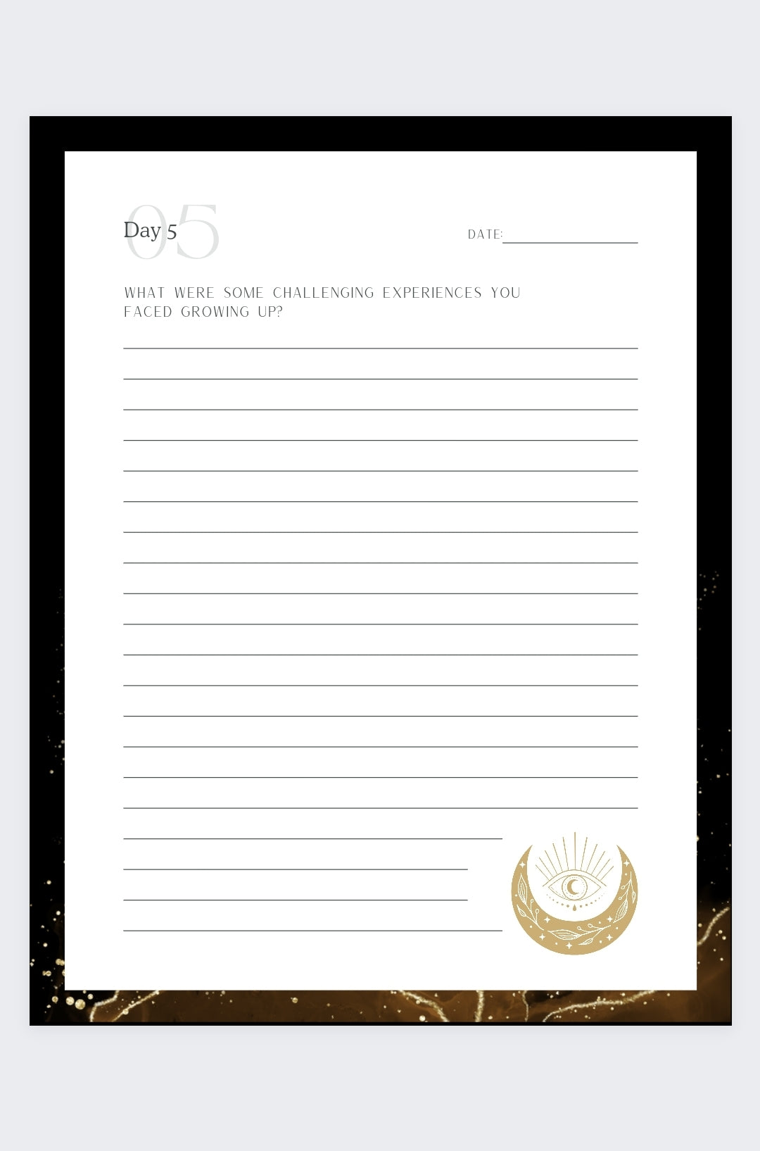 Printable Black and Gold Healing My Inner Child Journal