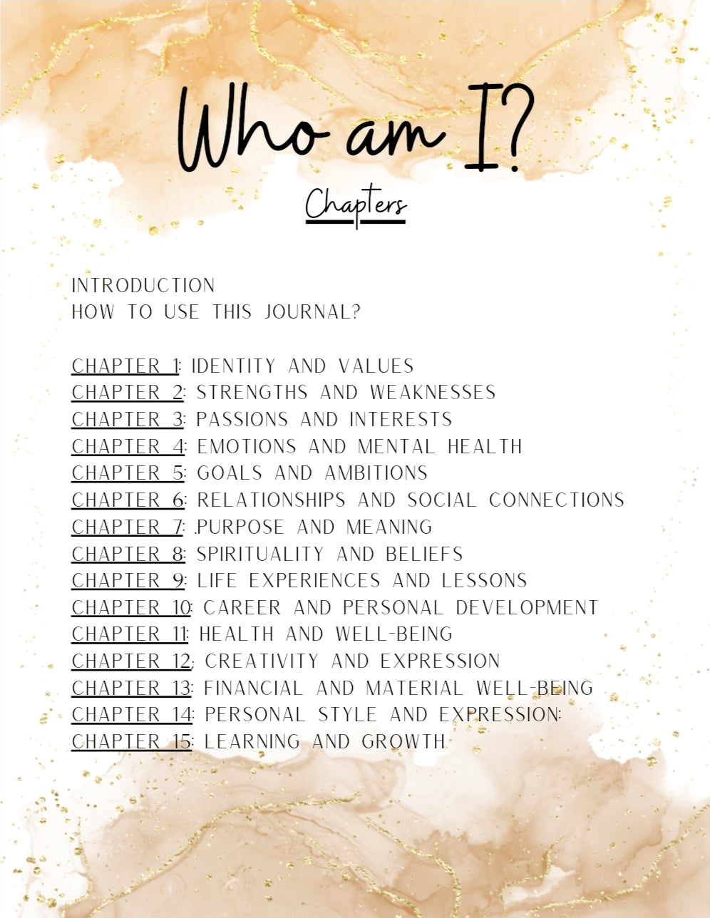 Printable Who am I? Journal