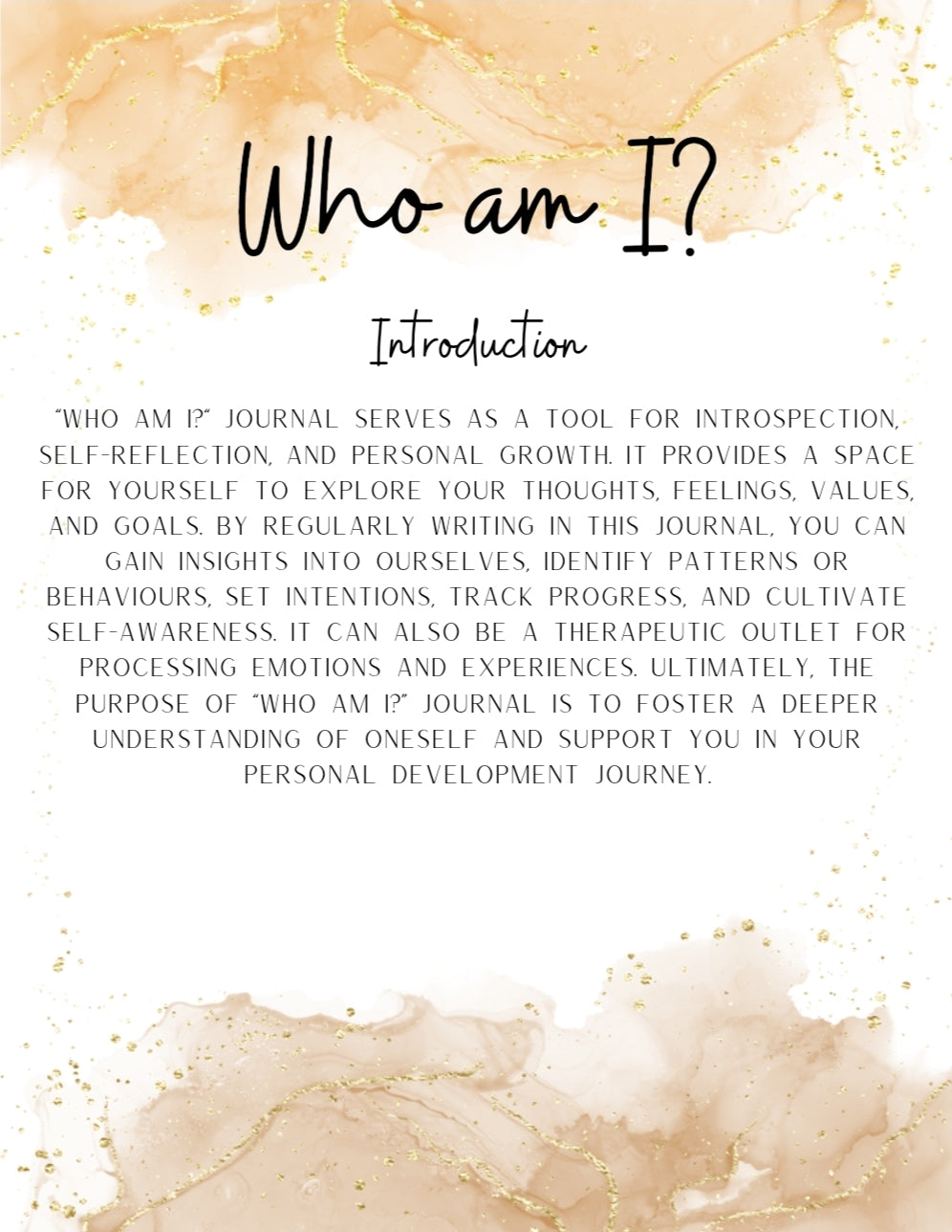 Printable Who am I? Journal
