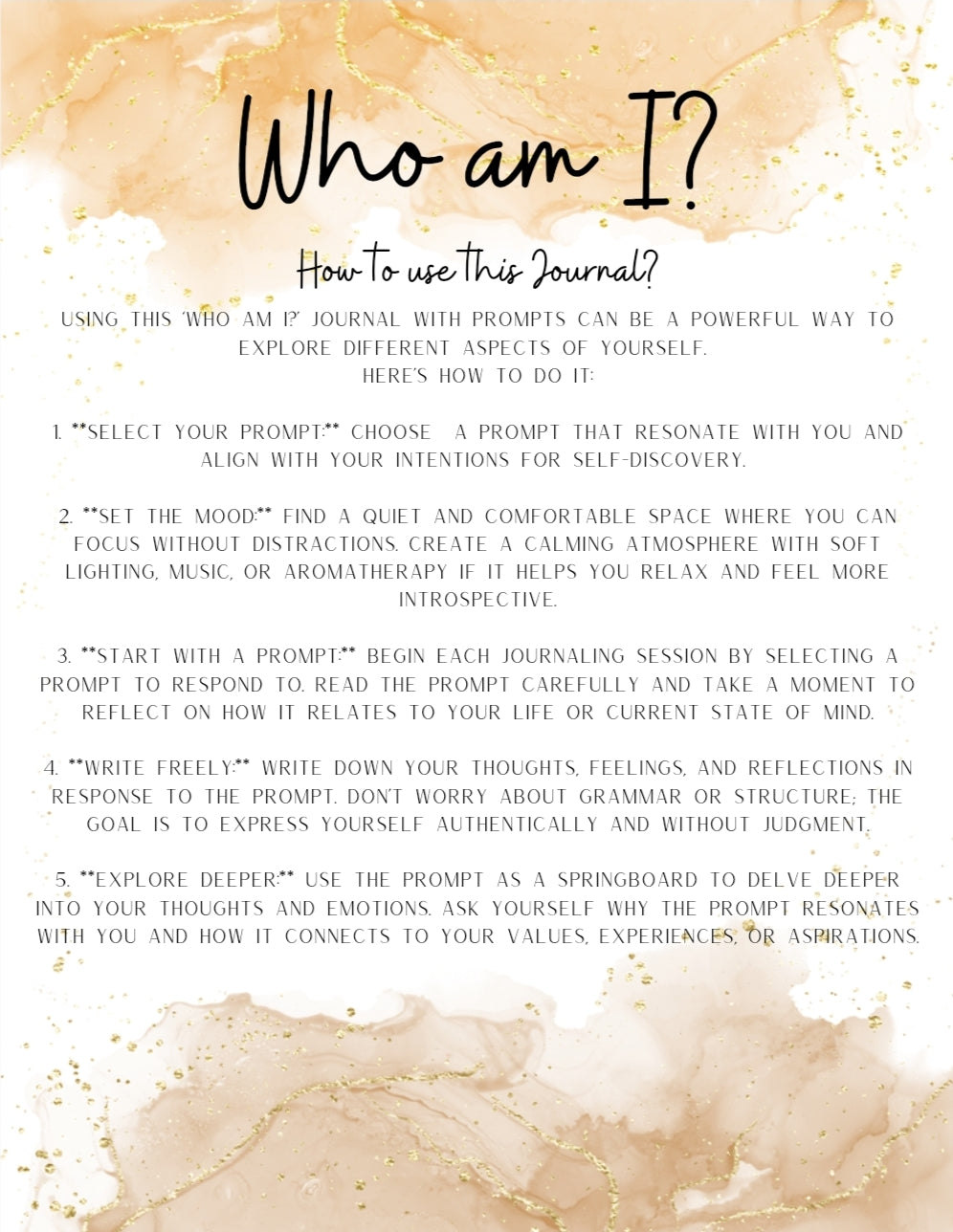 Printable Who am I? Journal