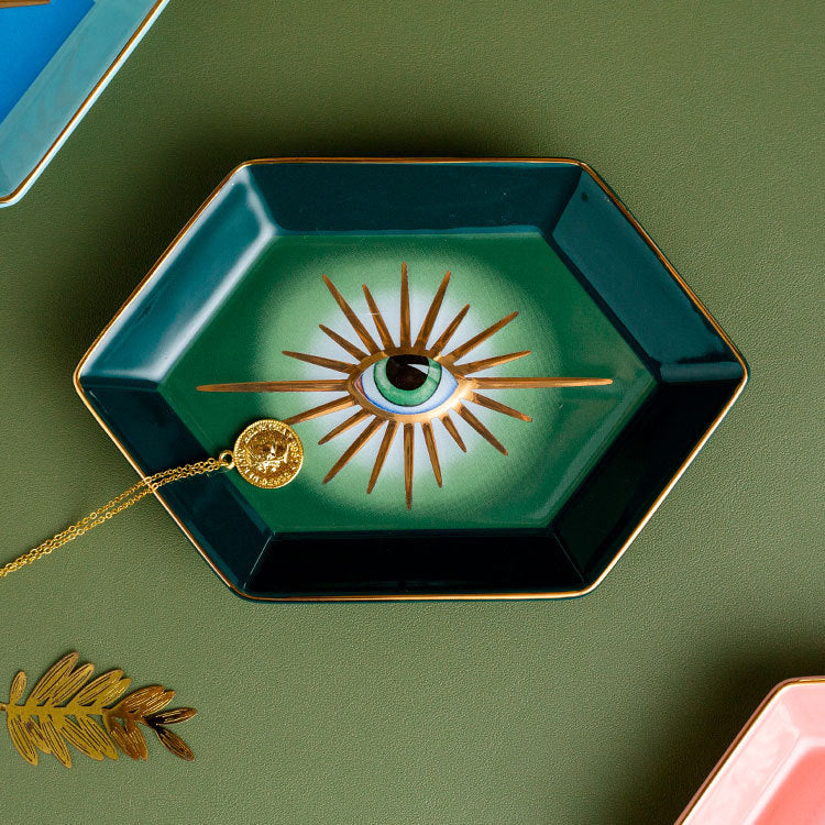 Hexagonal Evil Eye Ceramic Jewellery Tray