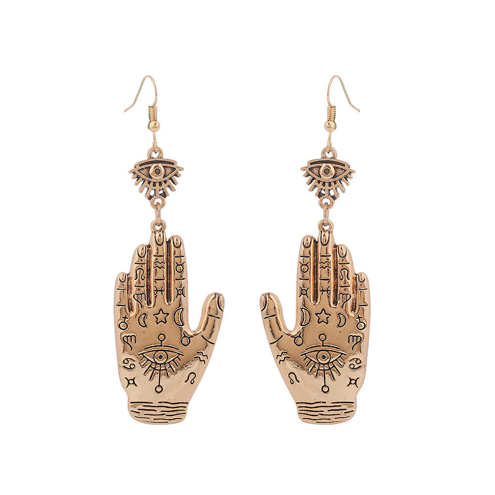 Evil Eye Fatima Palm Earrings