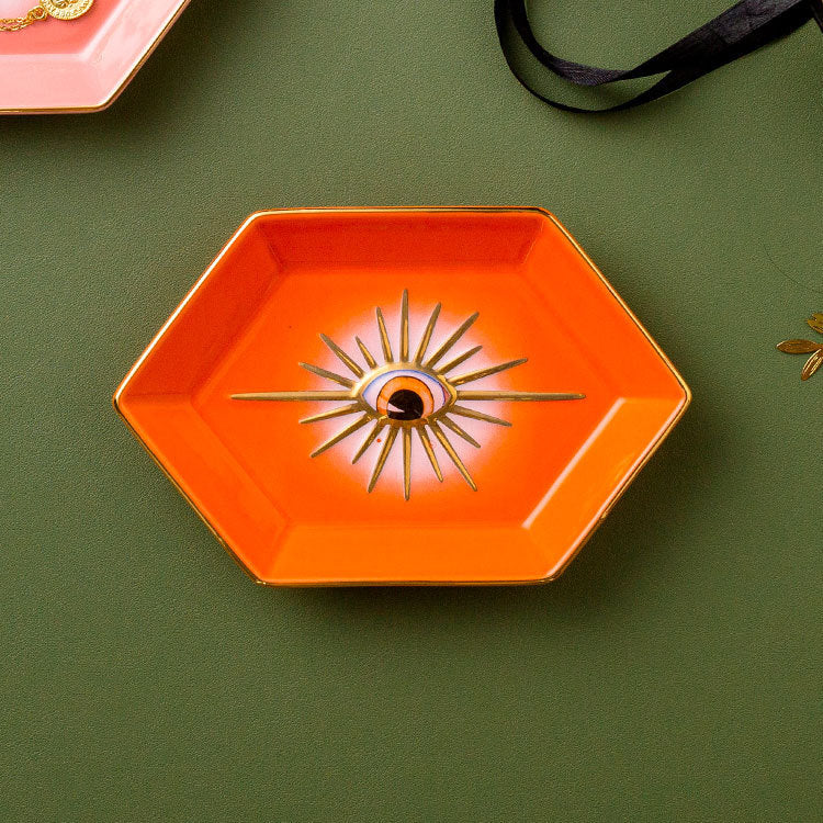 Hexagonal Evil Eye Ceramic Jewellery Tray
