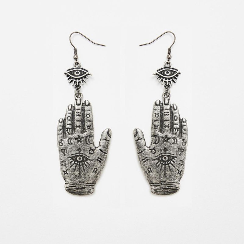 Evil Eye Fatima Palm Earrings