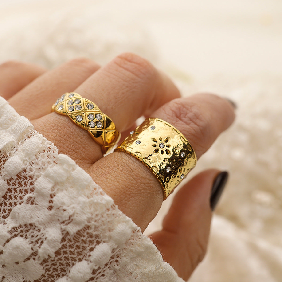 Vintage Court Style Carved Ring