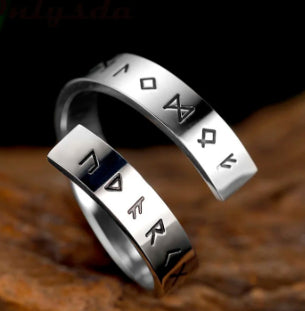 Viking Symbols Ended Ring Titanium