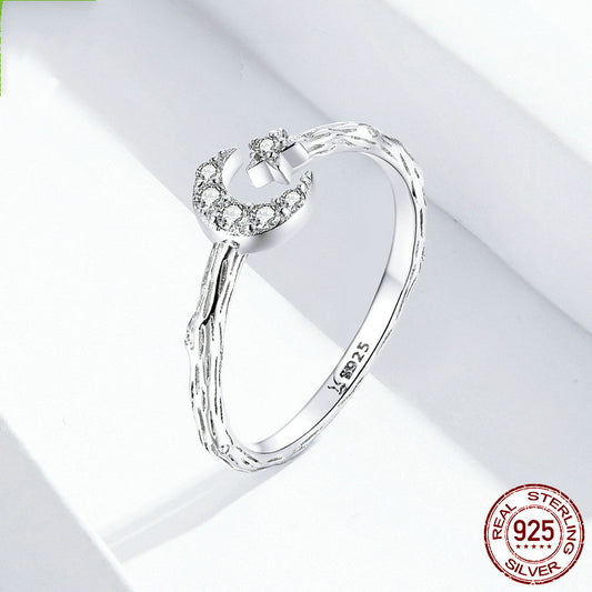 Star Moon Silver Ring