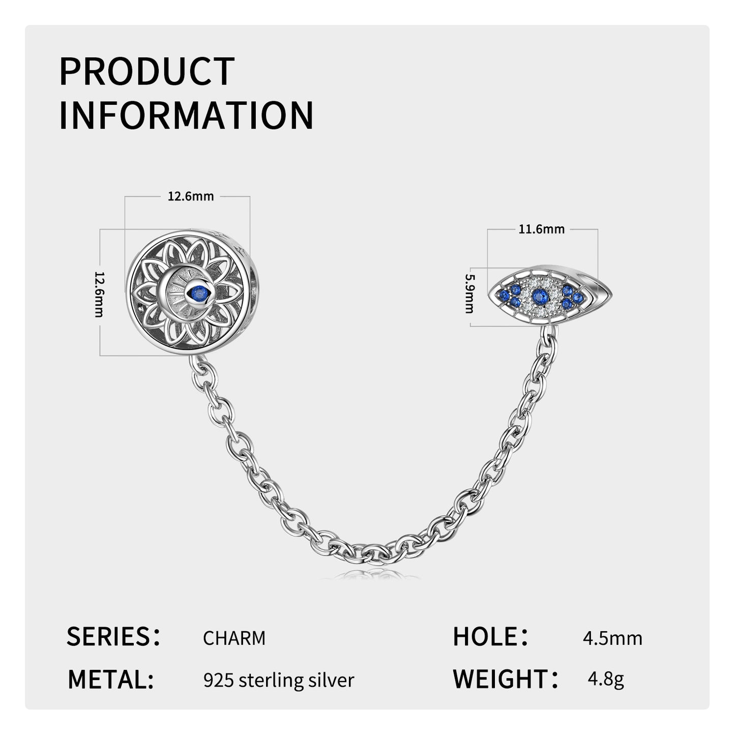 Evil Eye Bracelet Safety Chain