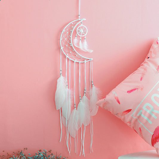 White Moon Shaped Dream Catcher