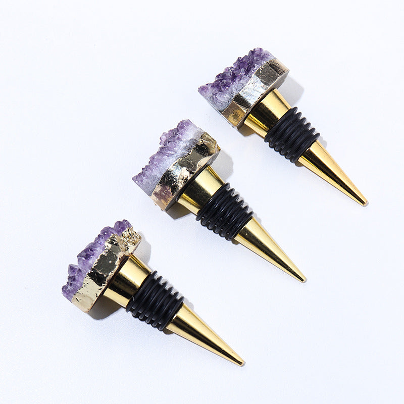 Amethyst Cluster Crystal Wine Bottle Stopper