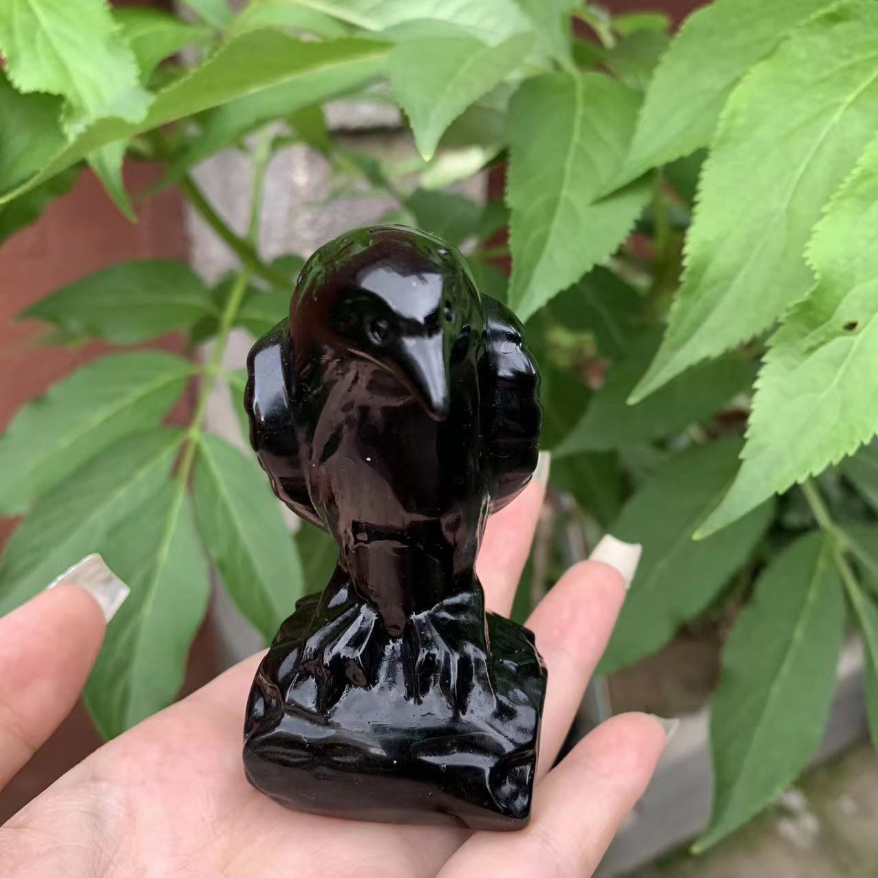 Obsidian Crow Carving