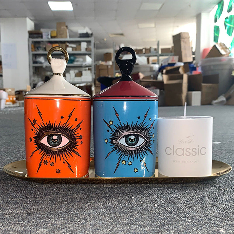 Candle Holder Ceramic Eye Jar