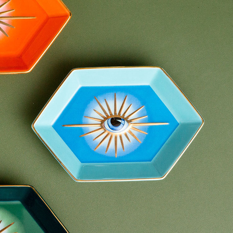 Hexagonal Evil Eye Ceramic Jewellery Tray