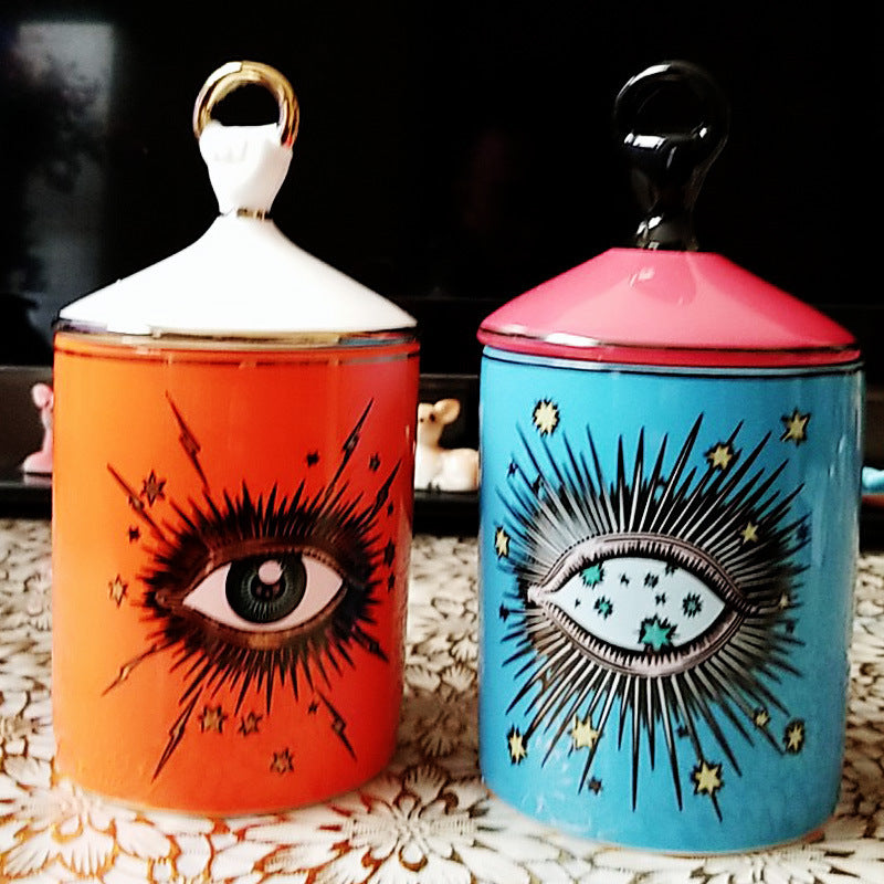 Candle Holder Ceramic Eye Jar