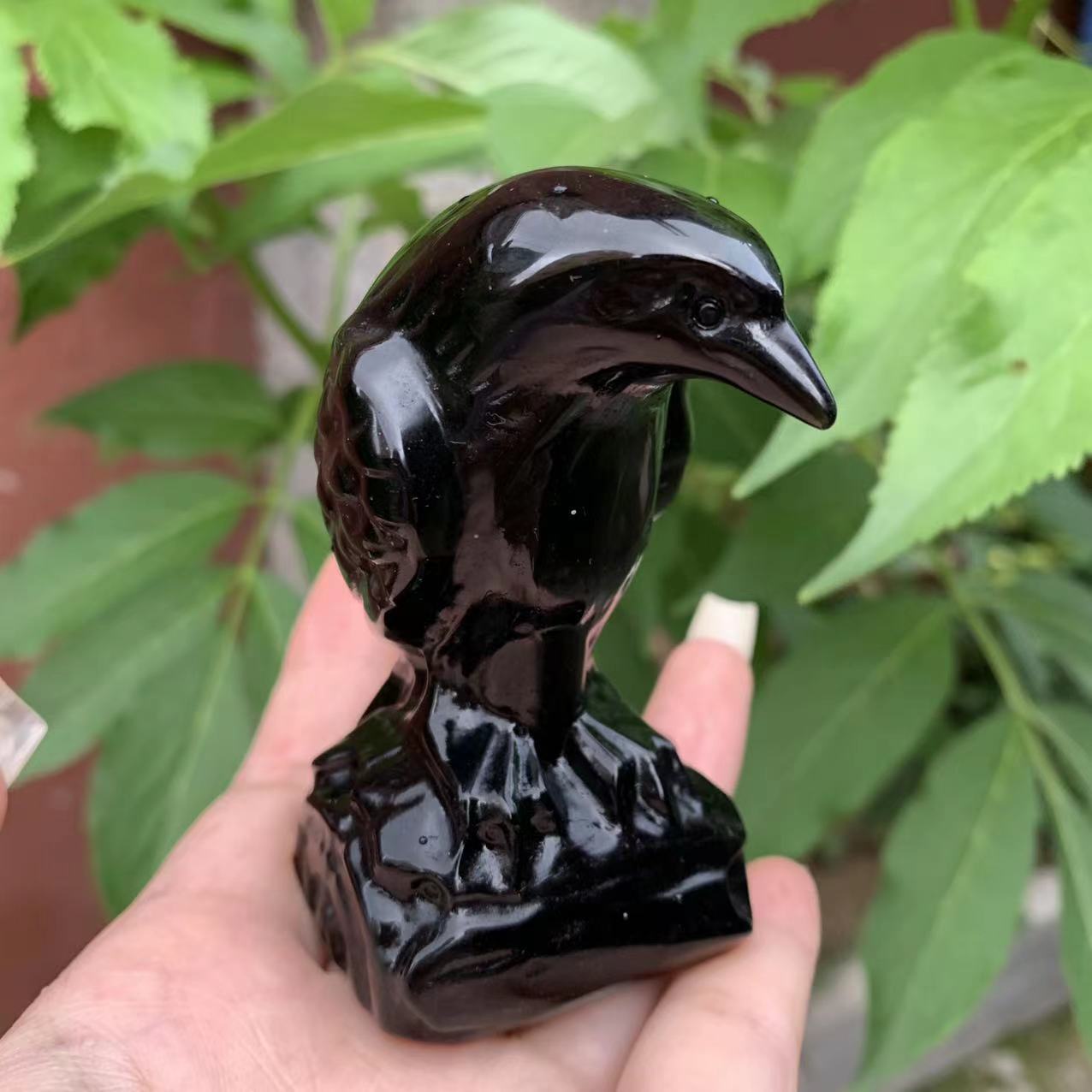 Obsidian Crow Carving