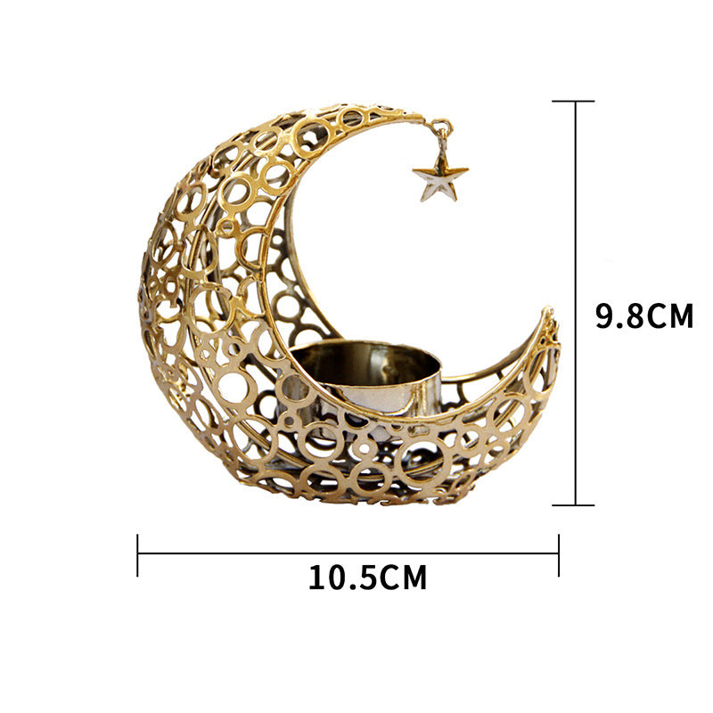 Light Crescent Moon Star Metal Candle Holder