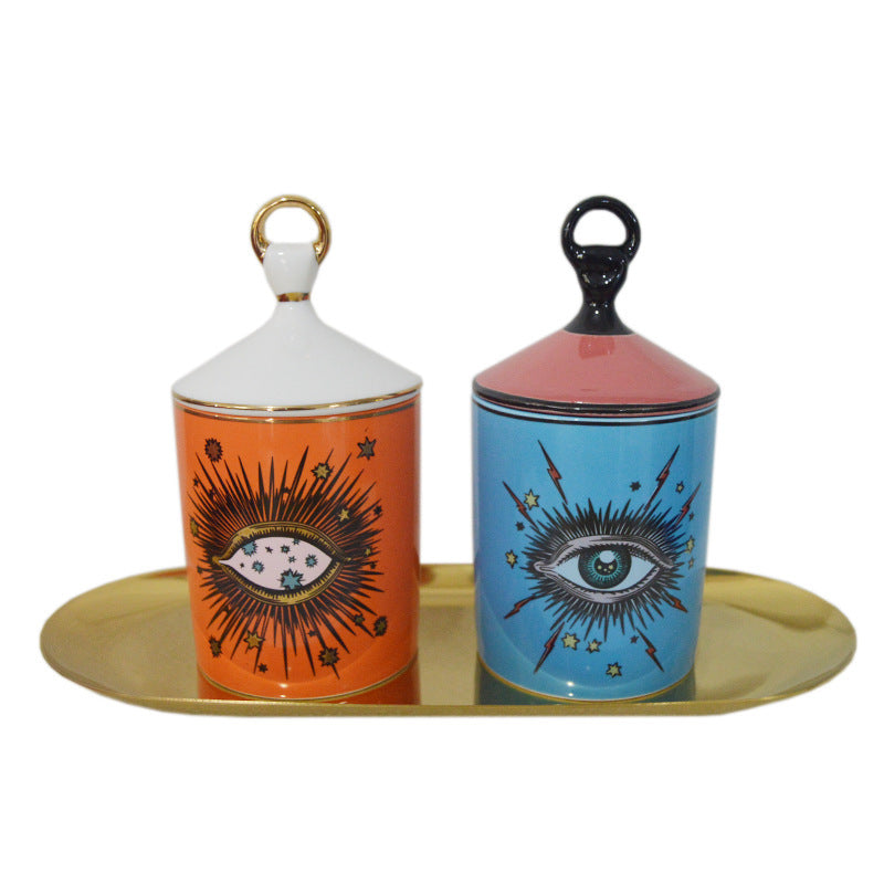 Candle Holder Ceramic Eye Jar