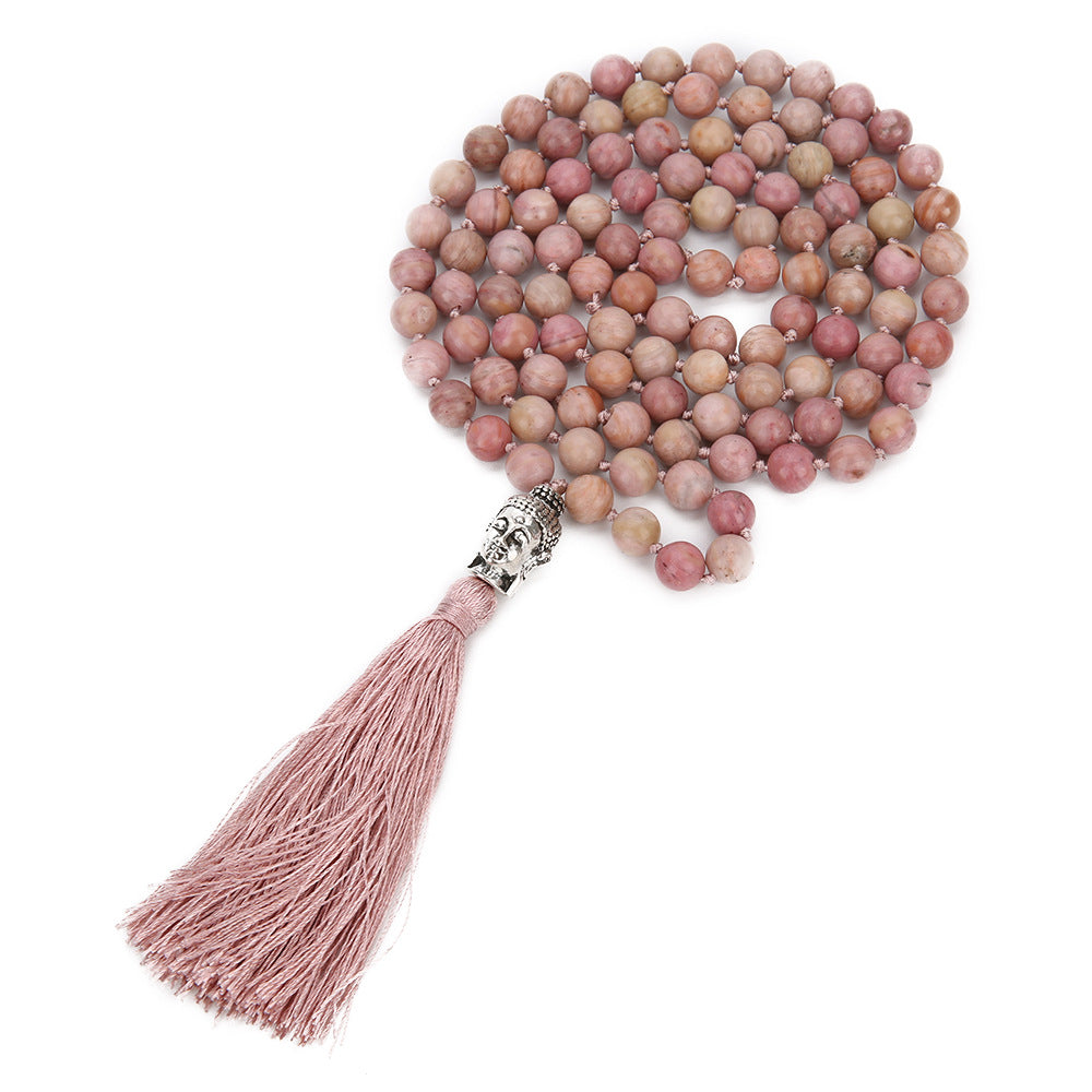 Meditation Knotted Beaded Fringe Necklace