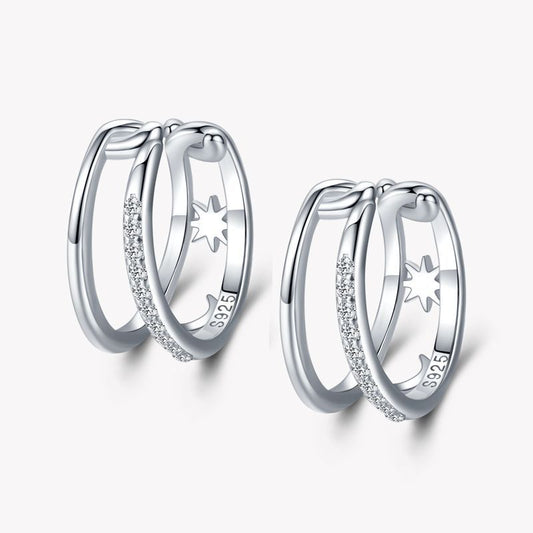 Silver Star Moon Ear Clip