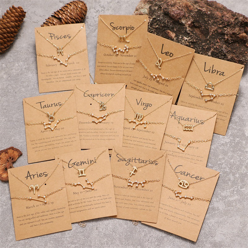 Zodiac Bracelet Necklace Card Set