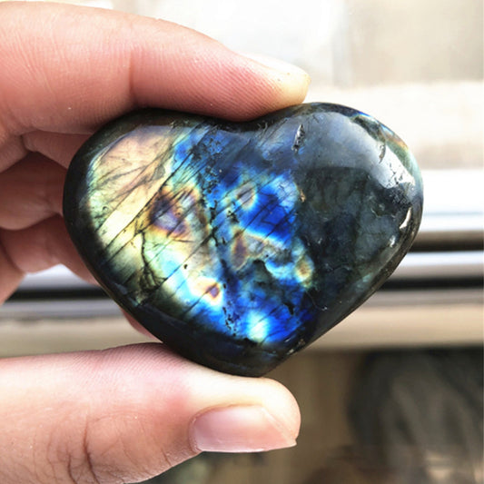 Labradorite Palm Stone Heart Shaped