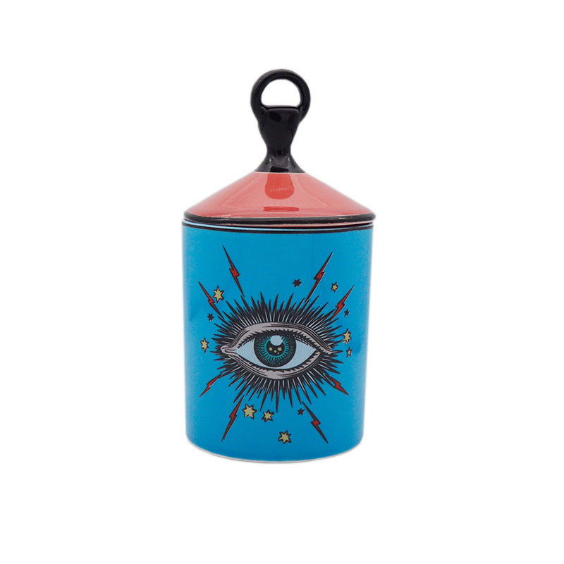 Candle Holder Ceramic Eye Jar