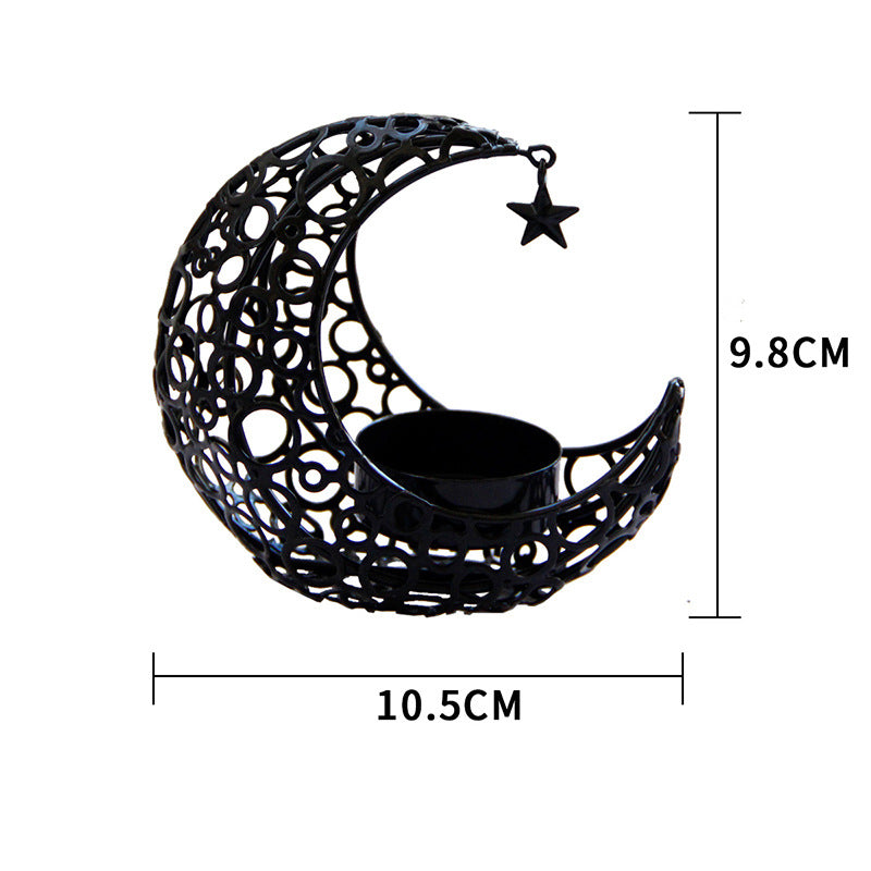 Light Crescent Moon Star Metal Candle Holder