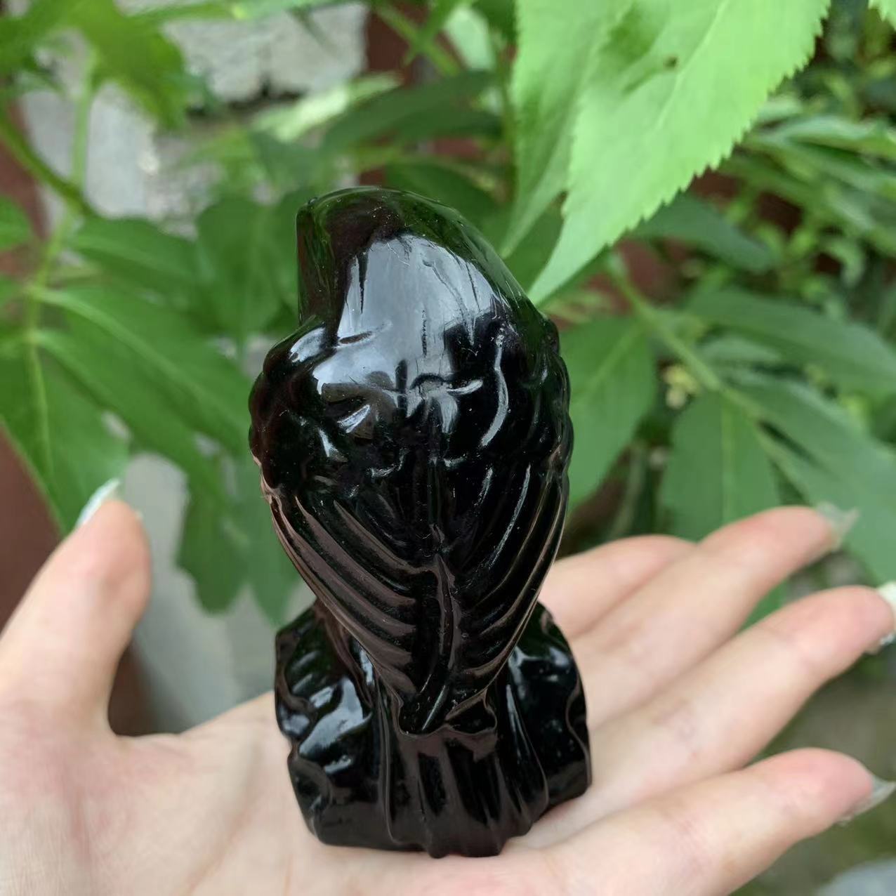 Obsidian Crow Carving