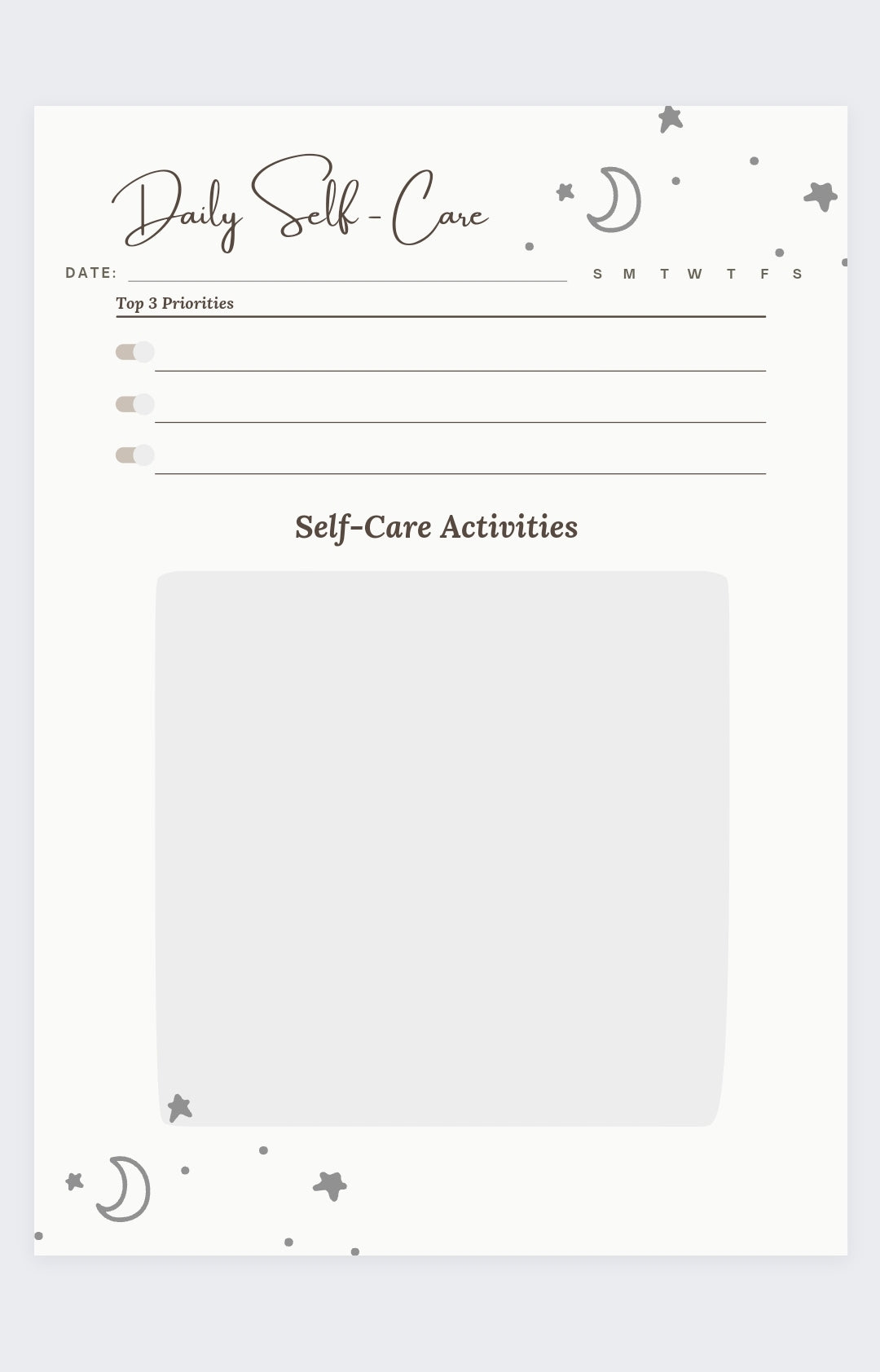 Printable Self care + Gratitude Journal