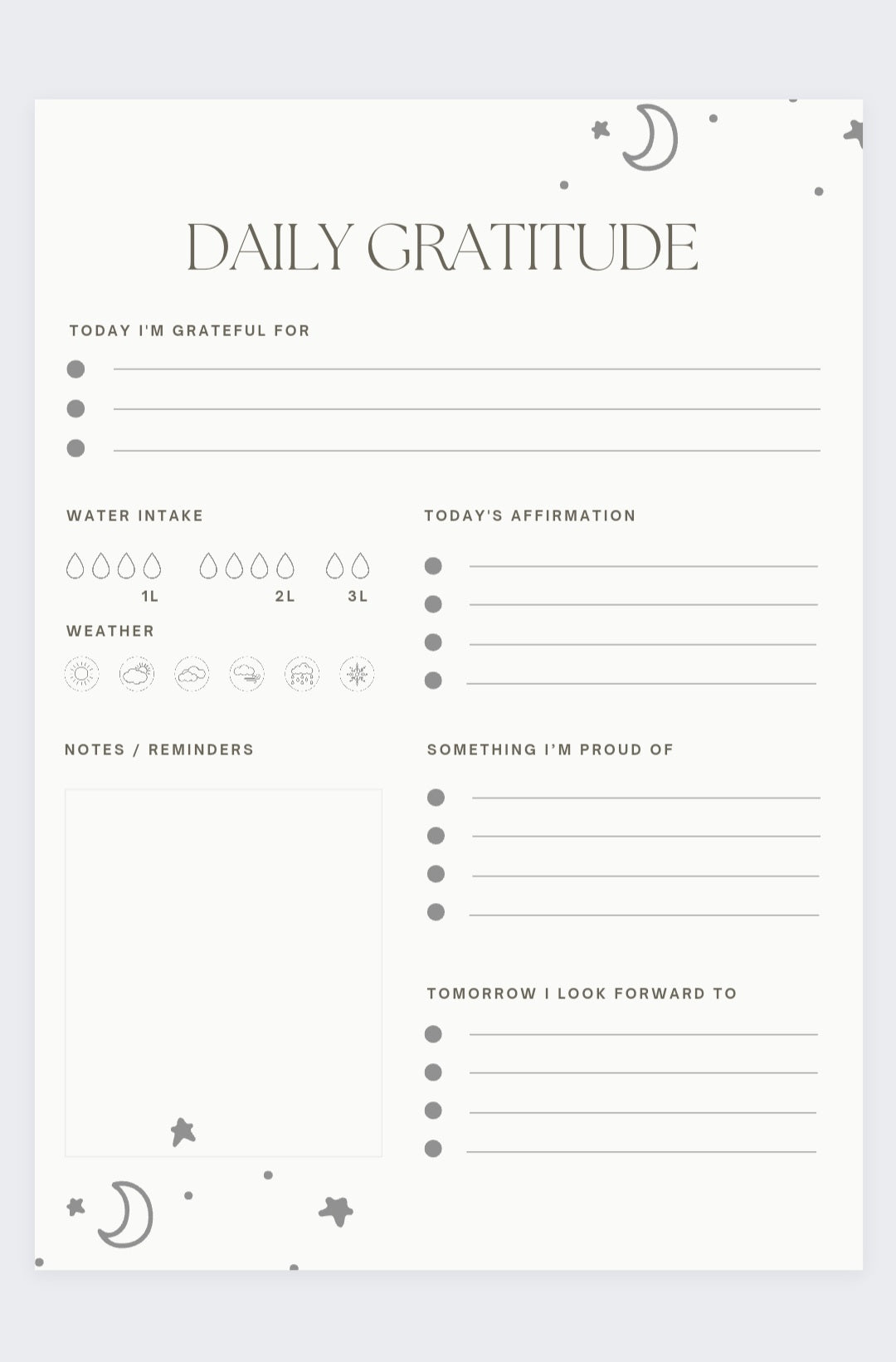 Printable Self care + Gratitude Journal