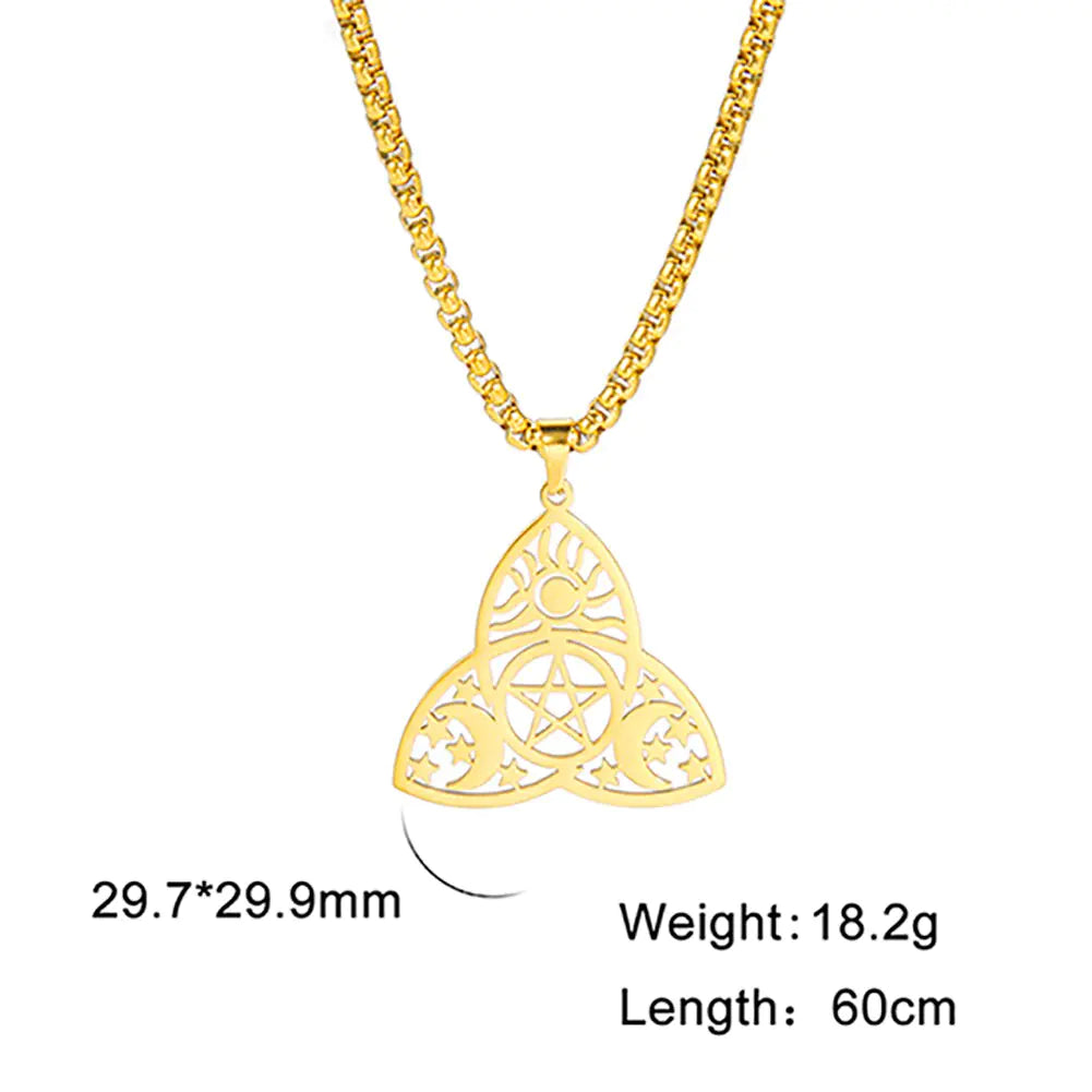 Triquetra Moon Pentagram Necklaces