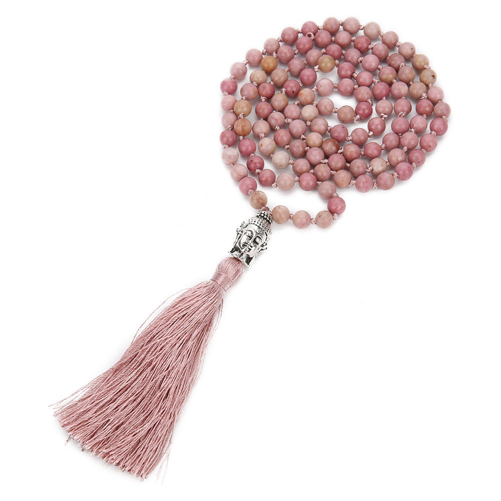 Meditation Knotted Beaded Fringe Necklace