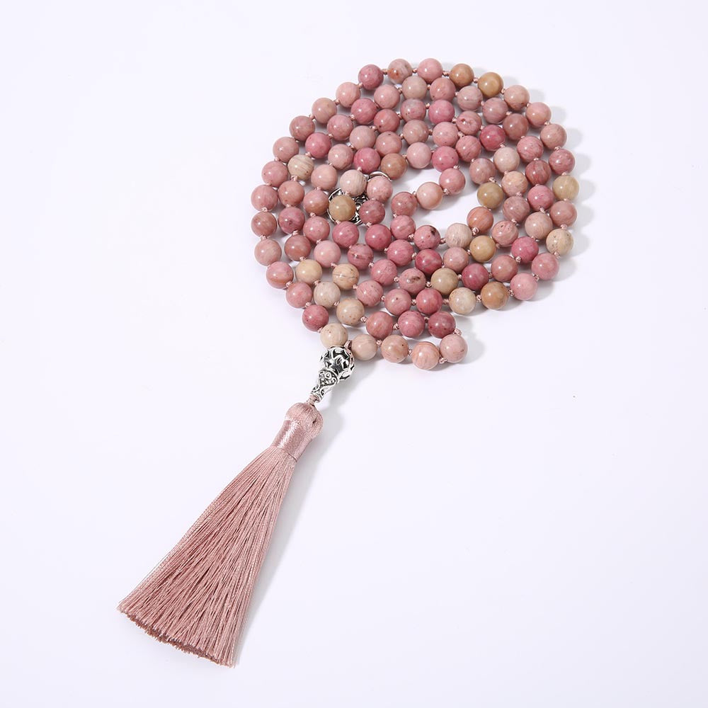 Meditation Knotted Beaded Fringe Necklace