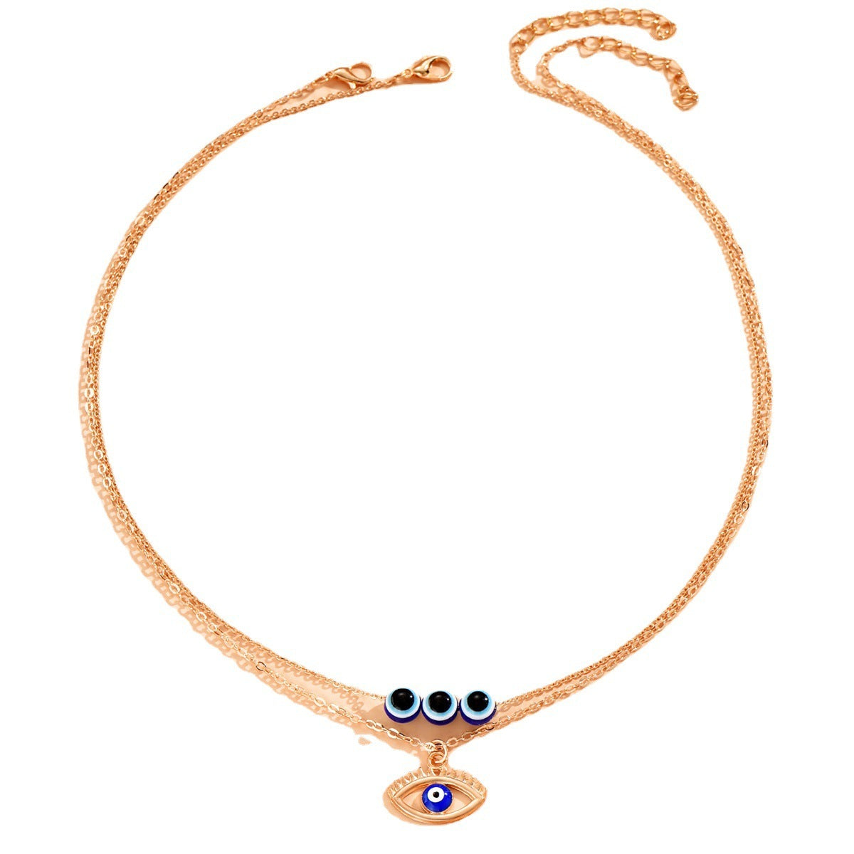 Multi Chain Evil Eye Pendant Necklace