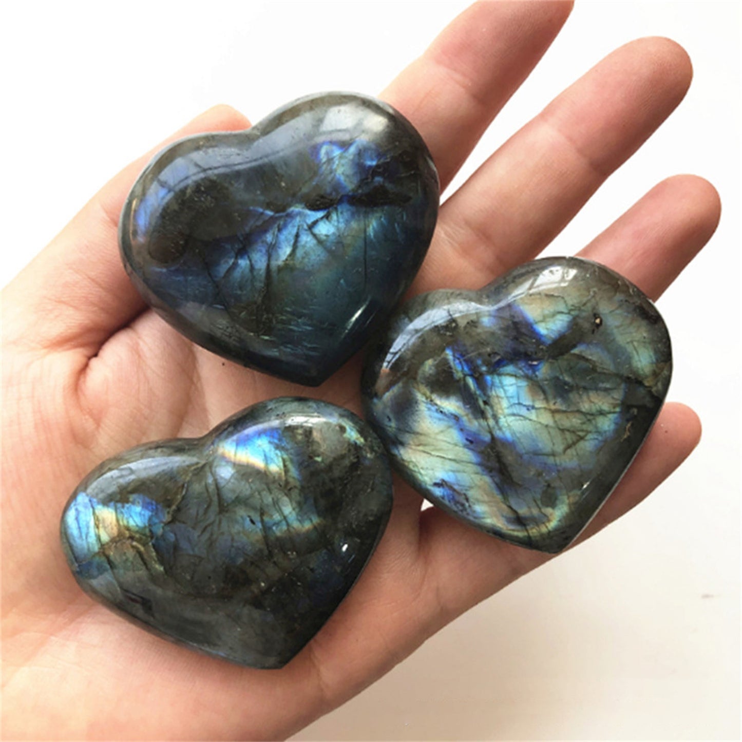 Labradorite Palm Stone Heart Shaped